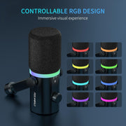 FEELWORLD PM1-AS XLR/USB Dynamic Microphone for Podcasting Recording Gaming Live Streaming with Boom Arm (Black)