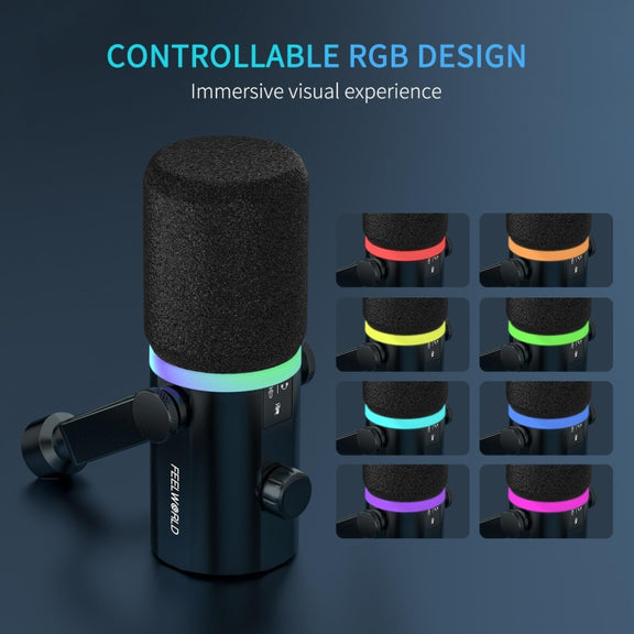 FEELWORLD PM1-AS XLR/USB Dynamic Microphone for Podcasting Recording Gaming Live Streaming with Boom Arm (Black)