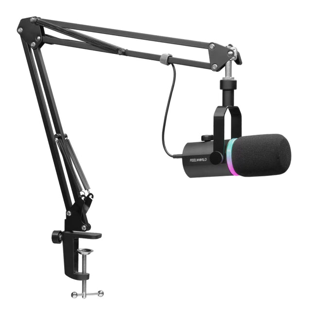 FEELWORLD PM1-AS XLR/USB Dynamic Microphone for Podcasting Recording Gaming Live Streaming with Boom Arm (Black)