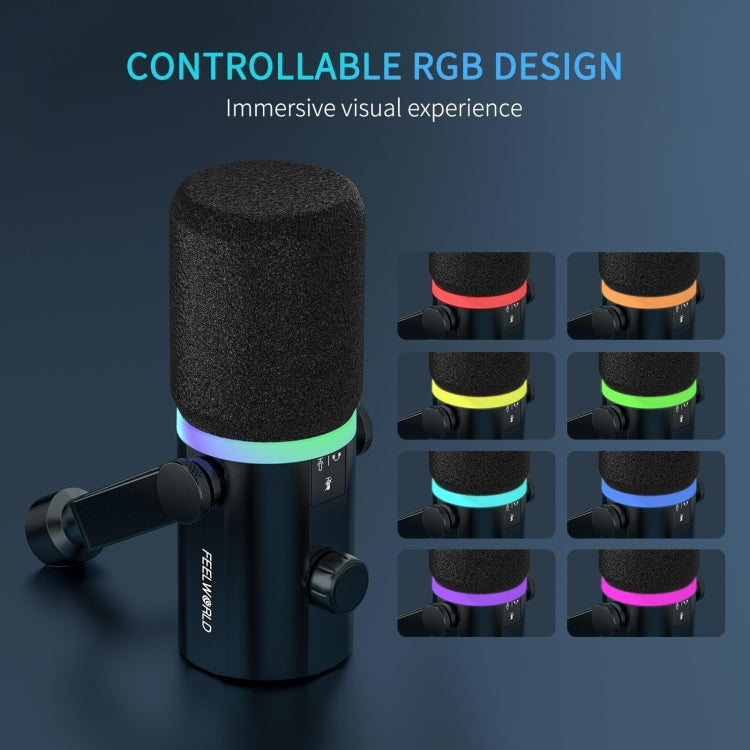 FEELWORLD PM1-XS XLR/USB Dynamic Microphone for Podcasting Recording Gaming Live Streaming (Black)