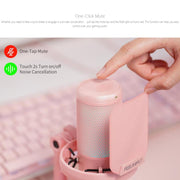 FEELWORLD VM1 USB Condenser Gaming Microphone for Streaming Noise Cancellation Mute RGB Light Boom Arm Stand (Pink)