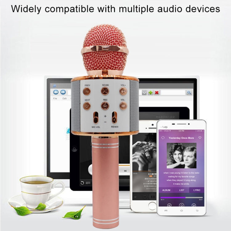WS-858 Metal High Sound Quality Handheld KTV Karaoke Recording Bluetooth Wireless Microphone, for Notebook, PC, Speaker, Headphone, iPad, iPhone, Galaxy, Huawei, Xiaomi, LG, HTC and Other Smart Phones(Blue)