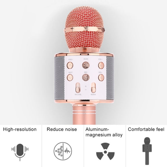 WS-858 Metal High Sound Quality Handheld KTV Karaoke Recording Bluetooth Wireless Microphone, for Notebook, PC, Speaker, Headphone, iPad, iPhone, Galaxy, Huawei, Xiaomi, LG, HTC and Other Smart Phones(Blue)