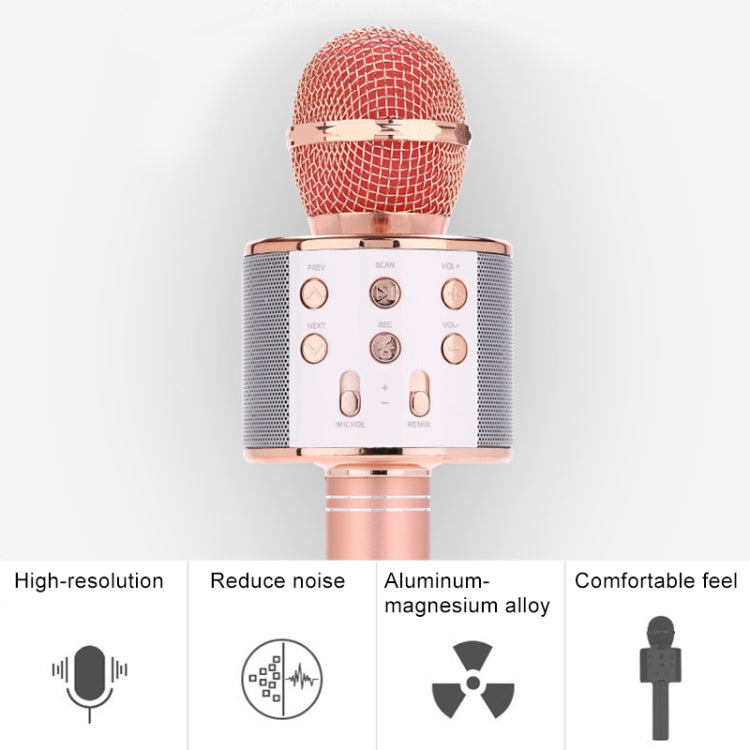 WS-858 Metal High Sound Quality Handheld KTV Karaoke Recording Bluetooth Wireless Microphone, for Notebook, PC, Speaker, Headphone, iPad, iPhone, Galaxy, Huawei, Xiaomi, LG, HTC and Other Smart Phones(Blue)