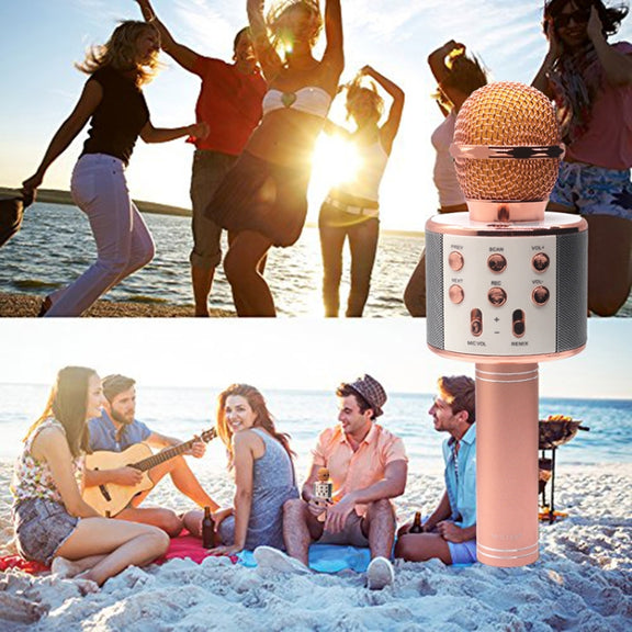 WS-858 Metal High Sound Quality Handheld KTV Karaoke Recording Bluetooth Wireless Microphone, for Notebook, PC, Speaker, Headphone, iPad, iPhone, Galaxy, Huawei, Xiaomi, LG, HTC and Other Smart Phones(Blue)