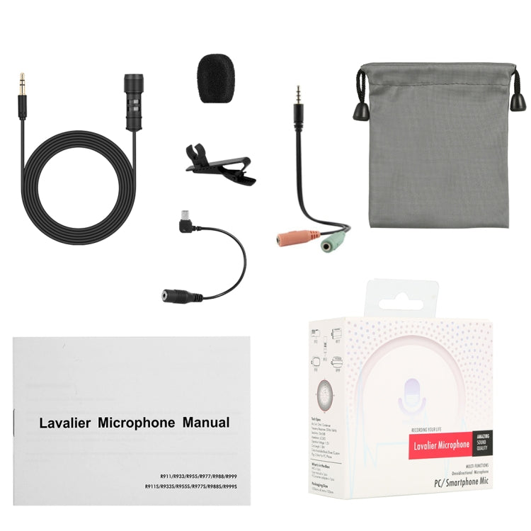 Yanmai R955 Clip-on Lapel Mic Lavalier Omni-directional Double Condenser Microphone, For Live Broadcast, Show, KTV, etc - Microphone by PMC TechLife | Online Shopping South Africa | PMC TechLife | Buy Now Pay Later Mobicred