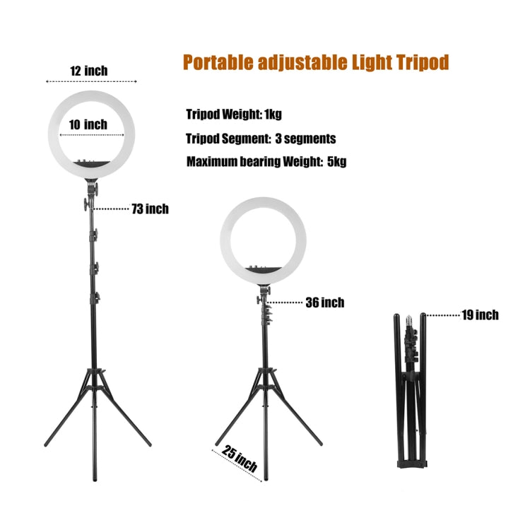MANTOO RL-12 II 100-240V 28W 12 inch Two-color Dimmable Ring Fill Light with Tripod - free shipping - PMC Jewellery - Order now!