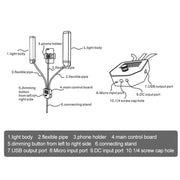 RK39 Portable Tri-color Adjustable Brightness Double Arms Fill Light with Phone Clip(Black)