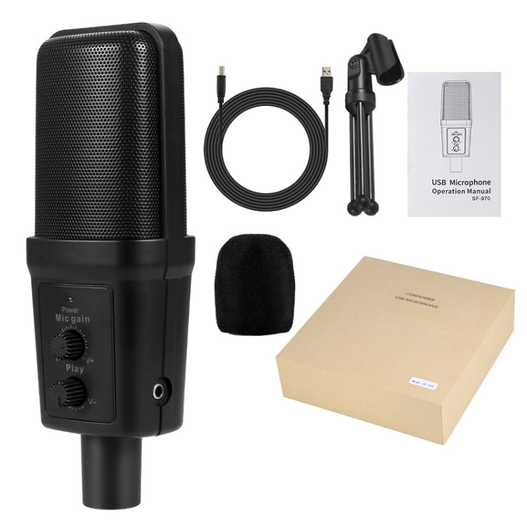 Yanmai SF-970 Professional Condenser Sound Recording Microphone with Tripod Holder & USB Cable , Cable Length: 1.8m(Black)