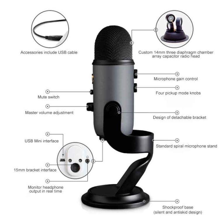 Logitech Blue Yeti USB Condenser Microphone(Black) - free shipping - PMC Jewellery - Order now!