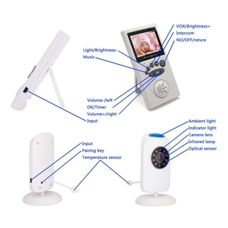 WLSES GB101 2.4 inch Wireless Surveillance Camera Baby Monitor, EU Plug - Baby Monitor by PMC Jewellery | Online Shopping South Africa | PMC Jewellery | Buy Now Pay Later Mobicred