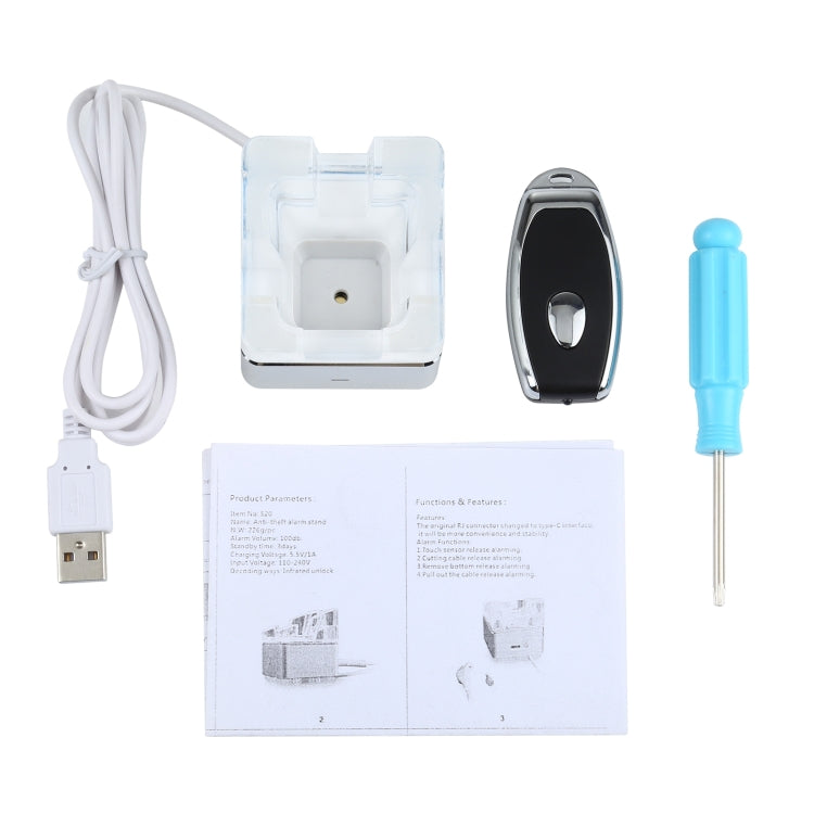 Anti-theft Alarm Stand Security System Burglar Alarm / Anti-theft Alarm Display Holder for Mobile Phones with Micro-USB Port(White) - Security Display Holders by PMC Jewellery | Online Shopping South Africa | PMC Jewellery | Buy Now Pay Later Mobicred