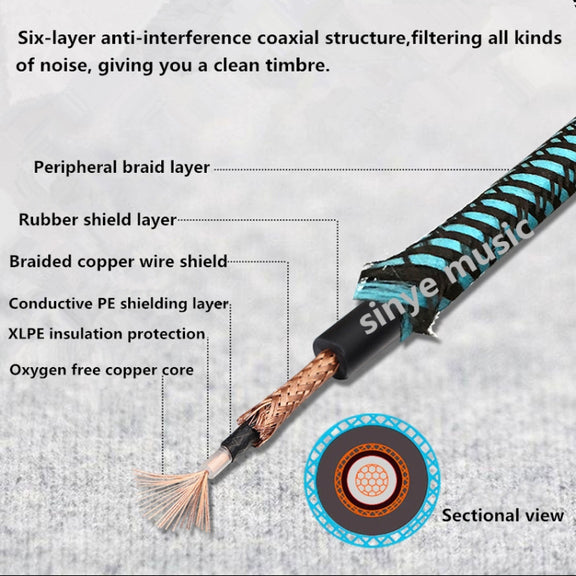 Wooden Guitar Bass Connection Cable Noise Reduction Audio Cable, Cable Length: 10m, Random Color Delivery
