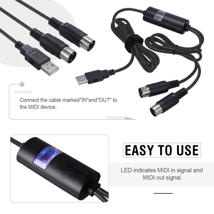 WERSI UM-18 USB MIDI Cable MidiPort Midi Cable Electric Piano Electronic Drum Music Editing Line, Length: 2m(Red) - free shipping - PMC TechLife - Order now!