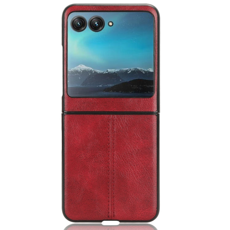 For Motorola Moto Razr 40 Ultra Sewing Cow Pattern Skin PC + PU + TPU Phone Case (Red) - Motorola Cases by PMC TechLife | Online Shopping South Africa | PMC TechLife