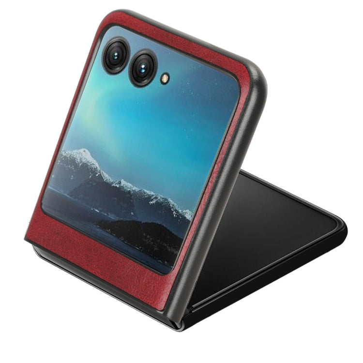 For Motorola Moto Razr 40 Ultra Sewing Cow Pattern Skin PC + PU + TPU Phone Case (Red) - Motorola Cases by PMC TechLife | Online Shopping South Africa | PMC TechLife