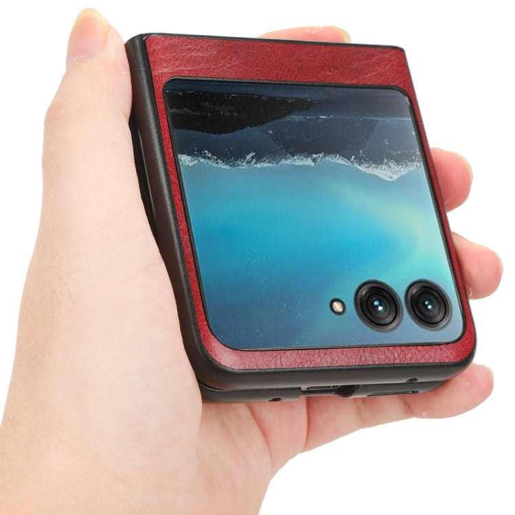 For Motorola Moto Razr 40 Ultra Sewing Cow Pattern Skin PC + PU + TPU Phone Case (Red) - Motorola Cases by PMC TechLife | Online Shopping South Africa | PMC TechLife