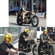 Soman Motorcycle Bubble Visor Open Face Helmet Visor Helmet Windshield Shield with Transparent Frame(Mirror)