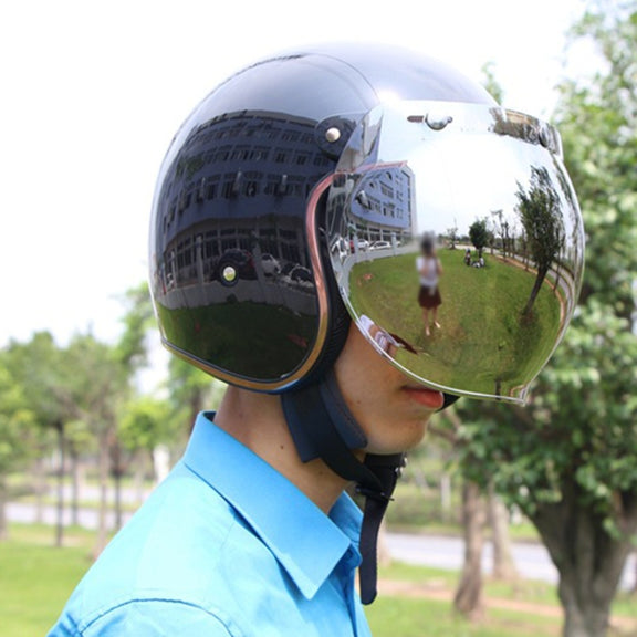 Soman Motorcycle Bubble Visor Open Face Helmet Visor Helmet Windshield Shield with Transparent Frame(Transparent)