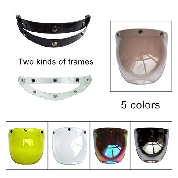 Soman Motorcycle Bubble Visor Open Face Helmet Visor Helmet Windshield Shield with Transparent Frame(Yellow)