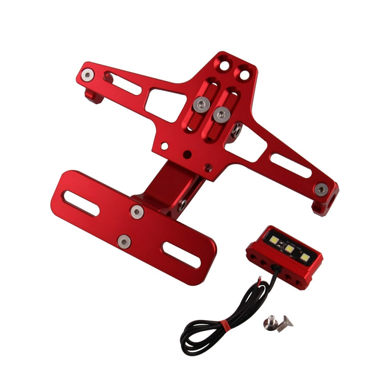 LPF013 Motorcycle Modification Accessories Universal Aircraft Shape Aluminum Alloy License Plate Bracket with LED Lights (Red) - Others by PMC Jewellery | Online Shopping South Africa | PMC Jewellery | Buy Now Pay Later Mobicred