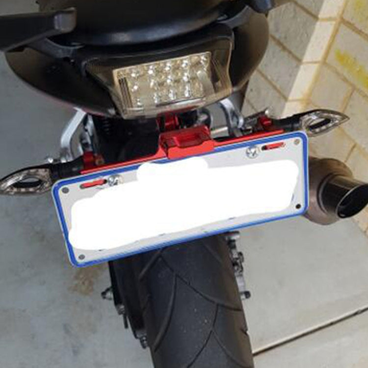 LPF013 Motorcycle Modification Accessories Universal Aircraft Shape Aluminum Alloy License Plate Bracket with LED Lights (Blue) - Others by PMC Jewellery | Online Shopping South Africa | PMC Jewellery | Buy Now Pay Later Mobicred