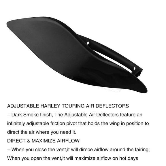 MB-OT360 2 PCS Adjustable Air Deflectors Side Wings Fairing Side Cover Shield for for 2014-2019 Harley Davidson Touring Electra / Street / Tri Glide / CVO