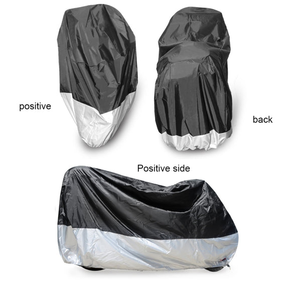 210D Oxford Cloth Motorcycle Electric Car Rainproof Dust-proof Cover, Size: XXXL (Black Silver)