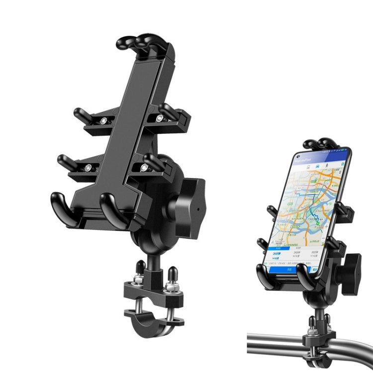 U-shaped Bolt Ball-Head Motorcycle Handlebar Multi-function Eight-jaw Aluminum Phone Navigation Holder Bracket, Width of Phone: 6.5-10.2cm   - Holder by PMC TechLife | Online Shopping South Africa | PMC TechLife | Buy Now Pay Later Mobicred