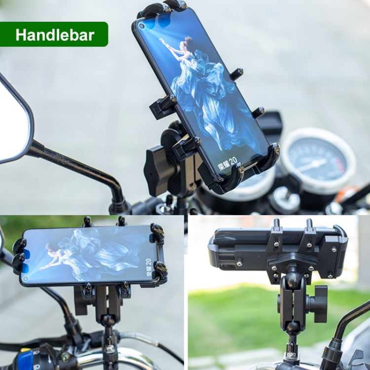 U-shaped Bolt Ball-Head Motorcycle Handlebar Multi-function Eight-jaw Aluminum Phone Navigation Holder Bracket, Width of Phone: 6.5-10.2cm   - Holder by PMC TechLife | Online Shopping South Africa | PMC TechLife | Buy Now Pay Later Mobicred