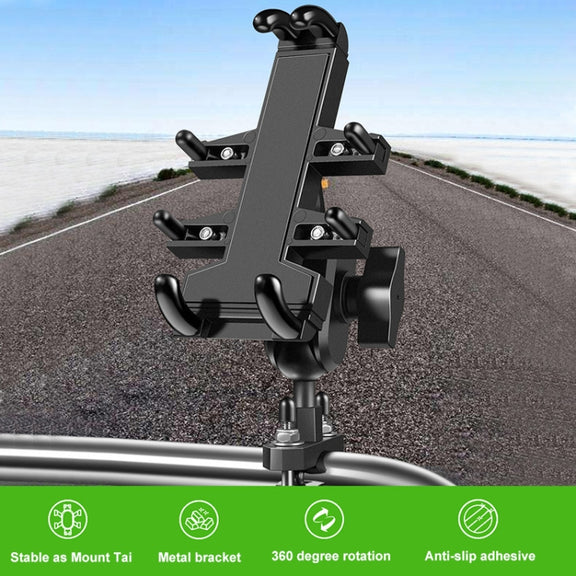 U-shaped Bolt Ball-Head Motorcycle Handlebar Multi-function Eight-jaw Aluminum Phone Navigation Holder Bracket with Anti-theft Knobs