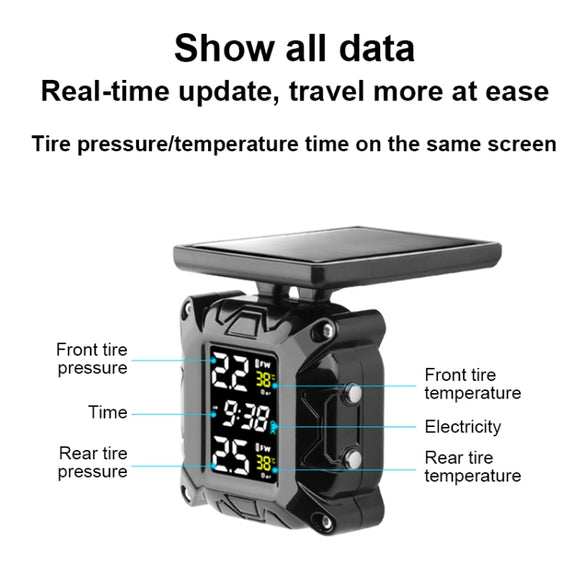 M4 Anti-vibration Motorcycles Tire Pressure Monitor with Anti-theft Screw Holder