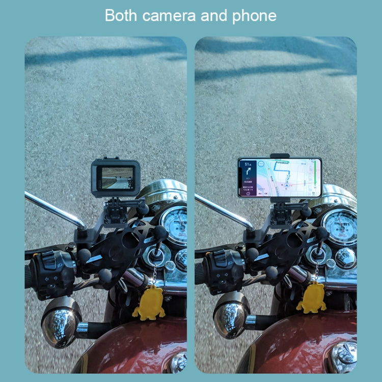 RUIGPRO Motorcycle Handlebar Alloy Phone Bracket for GoPro/ Insta360/DJI OSMO Sport Camera(Black)