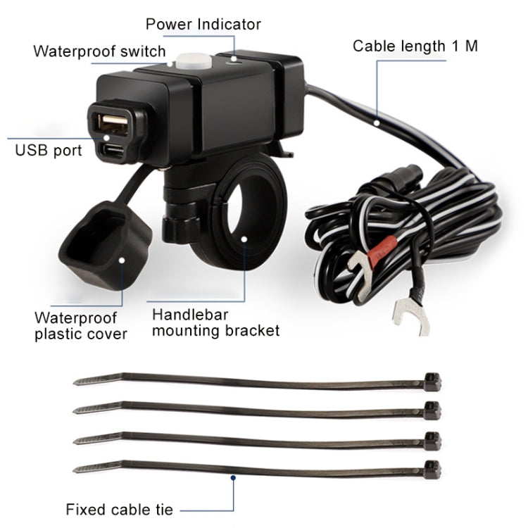 Motorcycle Mobile Phone Charger QC3.0 PD Fast Charge Charger U-type Terminal - Electrical System by PMC TechLife | Online Shopping South Africa | PMC TechLife | Buy Now Pay Later Mobicred