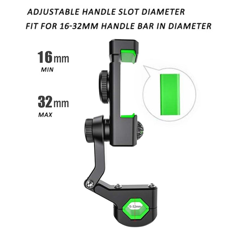 Motorcycle Spherical Compass Phone Holder, Handlebar with Light (Green) - Holder by PMC TechLife | Online Shopping South Africa | PMC TechLife | Buy Now Pay Later Mobicred