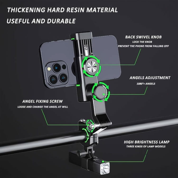 Motorcycle Spherical Compass Phone Holder, Handlebar with Light (Green)