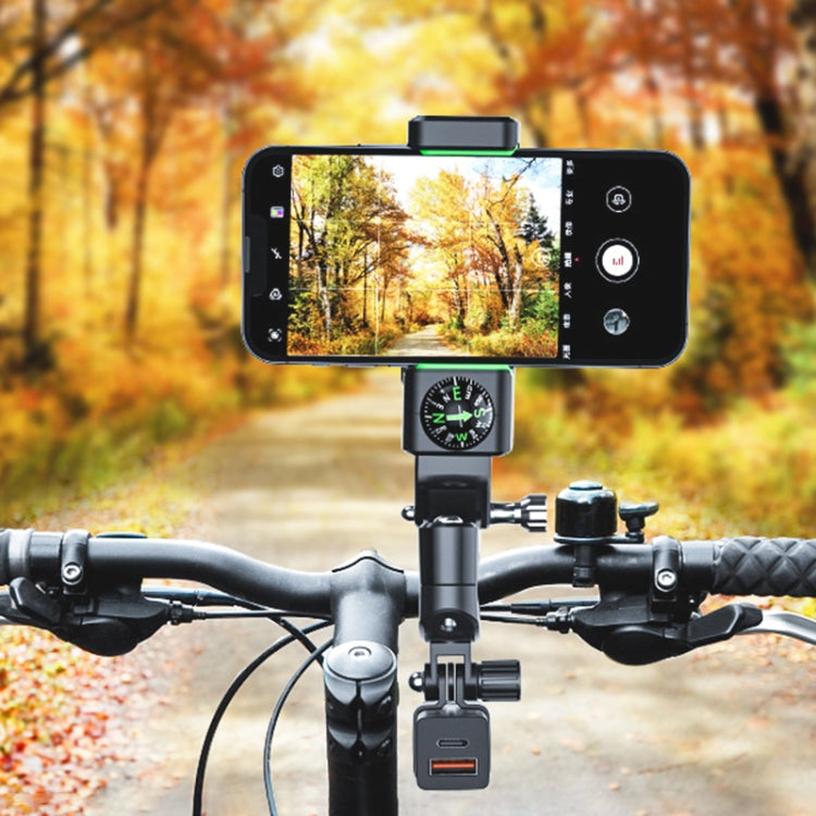 Motorcycle Spherical Compass Phone Holder, Handlebar with Light (Green) - Holder by PMC TechLife | Online Shopping South Africa | PMC TechLife | Buy Now Pay Later Mobicred