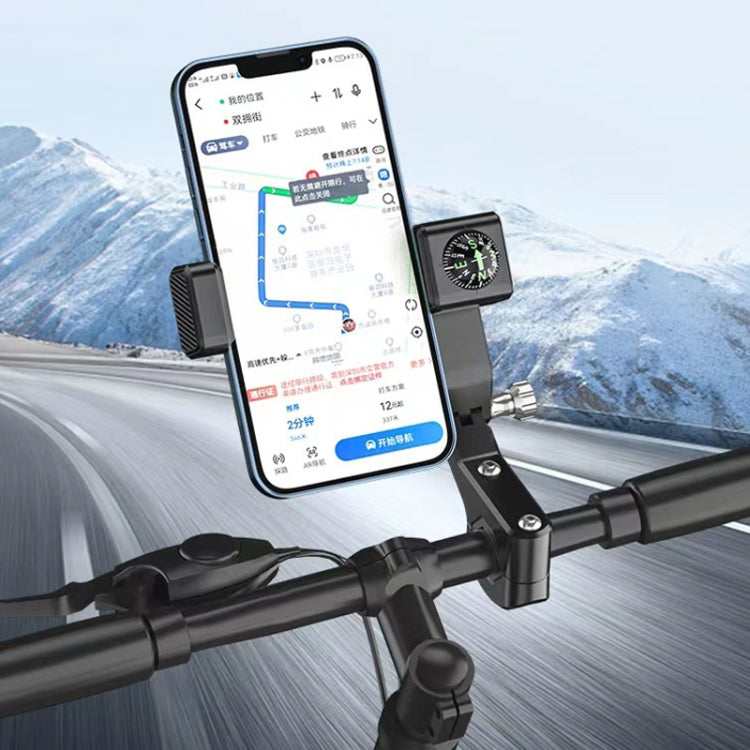 Motorcycle Spherical Compass Phone Holder, Handlebar without Light (Black) - Holder by PMC TechLife | Online Shopping South Africa | PMC TechLife | Buy Now Pay Later Mobicred