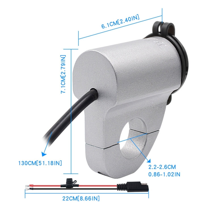ZH-975A1 Motorcycle Aluminum Alloy Waterproof Mobile Phone Single USB Charger with Red Voltmeter(Silver) - Battery Charger by PMC TechLife | Online Shopping South Africa | PMC TechLife | Buy Now Pay Later Mobicred