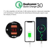 WUPP ZH-975B3 Motorcycle Aluminum Alloy Water-resistant Mobile Phone Double QC3.0 Quick Charging Charger with Voltmeter(Black)