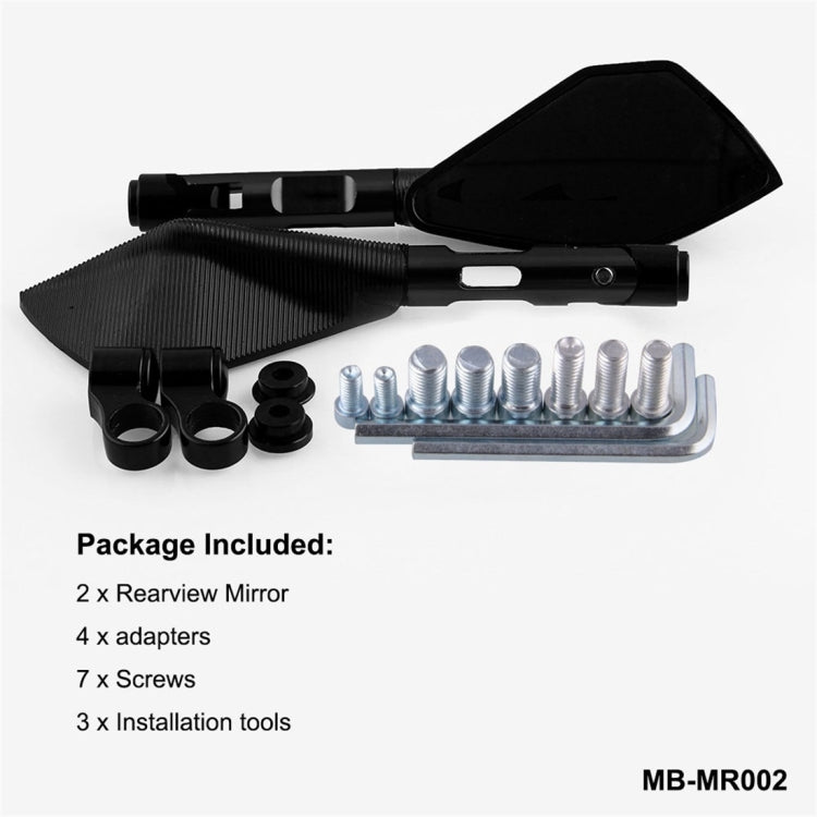 Modified Motorcycle Aluminium Alloy Rhombus Reflective Light Side Rearview Mirror (Black) - Side Mirrors by PMC Jewellery | Online Shopping South Africa | PMC Jewellery | Buy Now Pay Later Mobicred