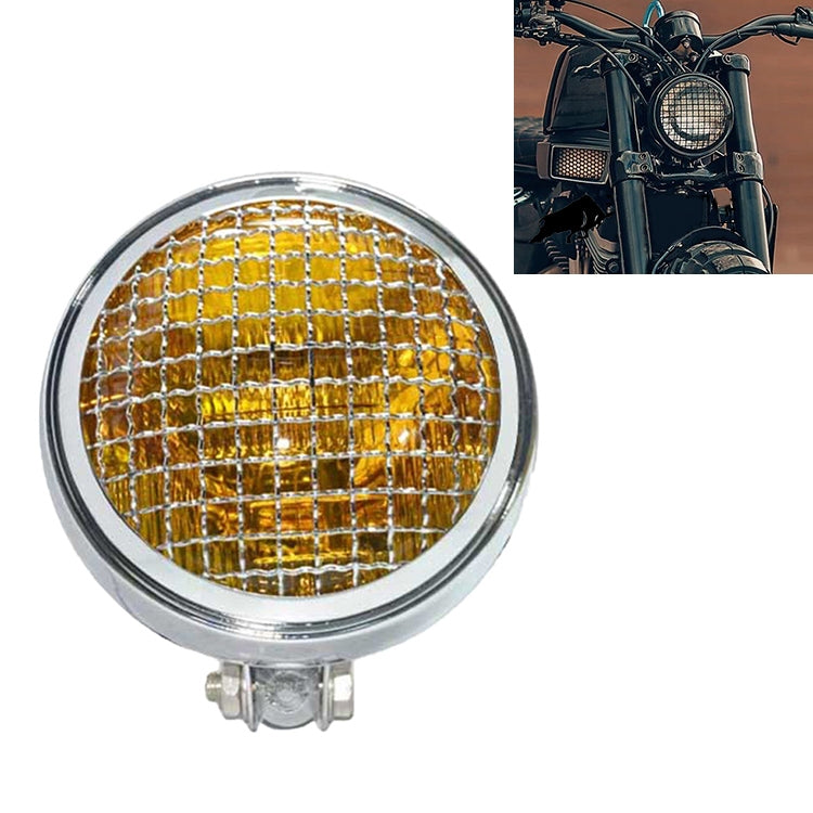 Motorcycle Silver Shell Harley Headlight Retro Lamp LED Light Modification Accessories (Yellow) - Headlights by PMC TechLife | Online Shopping South Africa | PMC TechLife | Buy Now Pay Later Mobicred
