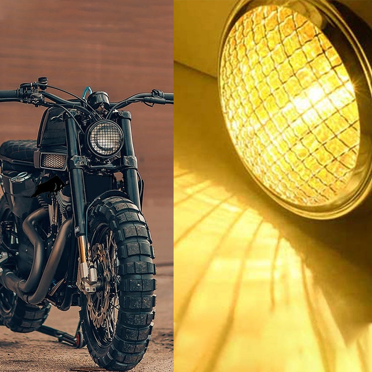 Motorcycle Silver Shell Harley Headlight Retro Lamp LED Light Modification Accessories (Yellow) - Headlights by PMC TechLife | Online Shopping South Africa | PMC TechLife | Buy Now Pay Later Mobicred