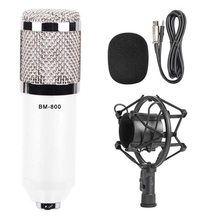 BM-800 3.5mm Studio Recording Wired Condenser Sound Microphone with Shock Mount, Compatible with PC / Mac for Live Broadcast Show, KTV, etc.(White) - Microphone by PMC TechLife | Online Shopping South Africa | PMC TechLife | Buy Now Pay Later Mobicred