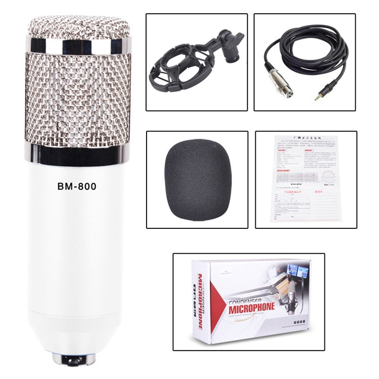 BM-800 3.5mm Studio Recording Wired Condenser Sound Microphone with Shock Mount, Compatible with PC / Mac for Live Broadcast Show, KTV, etc.(White) - Microphone by PMC TechLife | Online Shopping South Africa | PMC TechLife | Buy Now Pay Later Mobicred