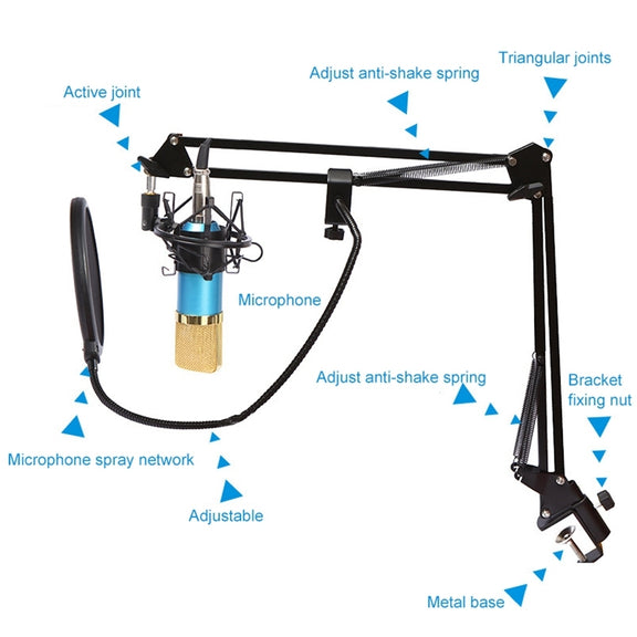 BM-800 Network K-Song Dedicated High-end Metal Shock Mount Microphone Set(Black)