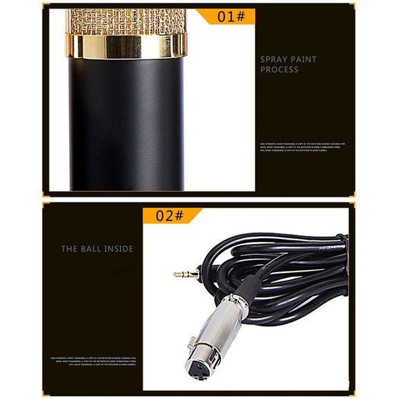 BM-800 Network K-Song Dedicated High-end Metal Shock Mount Microphone Set(Black)