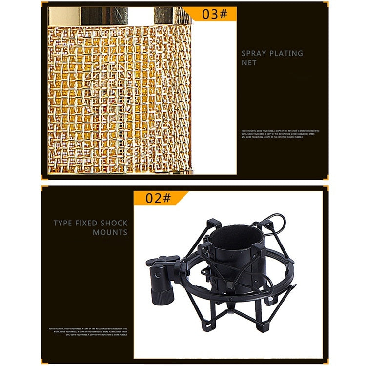 BM-800 Network K-Song Dedicated High-end Metal Shock Mount Microphone Set(Black)