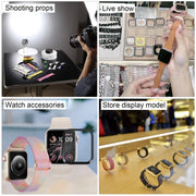 For Apple Watch SE 2022 44mm Black Screen Non-Working Fake Dummy Display Model, For Photographing Watch-strap, No Watchband (Starlight)