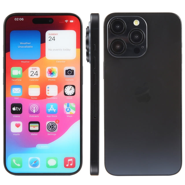 For iPhone 15 Pro Color Screen Non-Working Fake Dummy Display Model (Black)